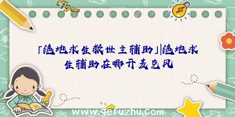 「绝地求生救世主辅助」|绝地求生辅助在哪开麦克风